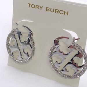 Silver double t logo hoops